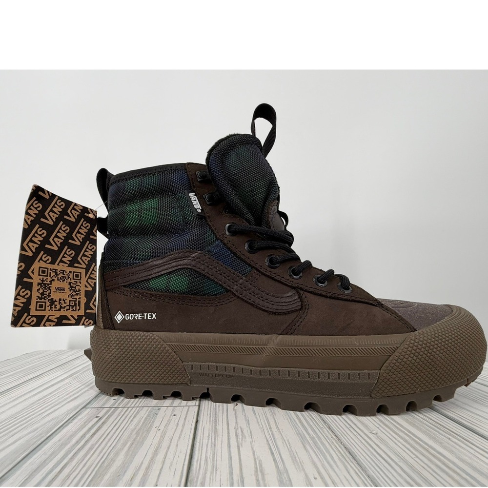 Vans Sk8-Hi Gore Tex MTE 3 Tech Plaid Brown Green Boots Men Size 7.5 VN0A5I11BGS - Picture 13 of 15